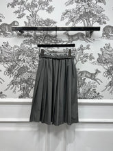 MIU 25S PLEASED SKIRT GREY IN NYLON 263129